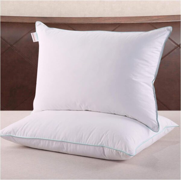 Homelike Moment Down Feather Pillows Standard - 2 Pack Feather Bed Pillows for Sleeping Standard Size Pillow Set of 2 100% Cotton Cover