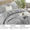 Homelike Moment Fluffy Queen Comforter Set - Grey Warm Comforters for Winter Queen Size, Comforter Full Size Bed Set 3 Piece
