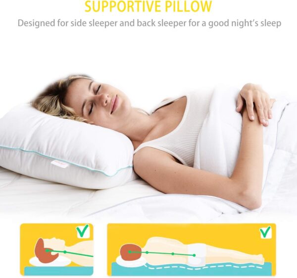 Homelike Moment Down Feather Pillows Standard - 2 Pack Feather Bed Pillows for Sleeping Standard Size Pillow Set of 2 100% Cotton Cover