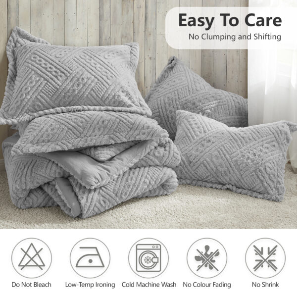 Homelike Moment Fluffy Queen Comforter Set - Grey Warm Comforters for Winter Queen Size, Comforter Full Size Bed Set 3 Piece