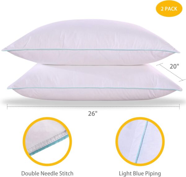 Homelike Moment Down Feather Pillows Standard - 2 Pack Feather Bed Pillows for Sleeping Standard Size Pillow Set of 2 100% Cotton Cover
