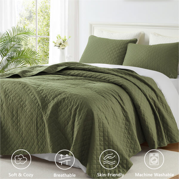 Homelike Moment Twin Quilt Set, Lightweight Quilt, Soft Twin XL Quilts Olive Green