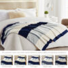 Homelike Moment Fleece Throw Blanket for Couch, Blue Soft Fluffy Blankets Throws, Fuzzy Cozy Plush Flannel Blanket for Sofa, Comfy Warm Lightweight Bed Blanket Striped